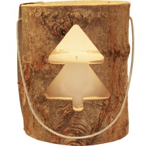 Dekorativer Teelichthalter aus Holz mit Weihnachtsbaum-Motiv