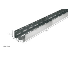 Gelochte Profilschiene, 5 Meter lang, 40 Millimeter hoch und 50 Millimeter breit