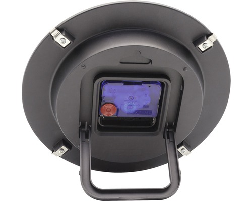 Rückansicht einer Tischuhr mit Ständer