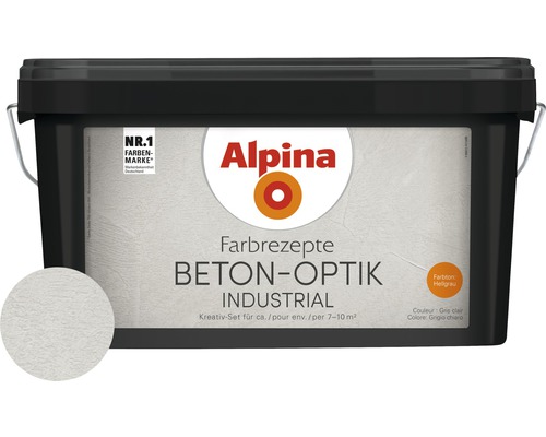 Alpina Farbrezepte Effektfarbe Beton-Optik Komplett Set hellgrau ink. Alpina-Kelle