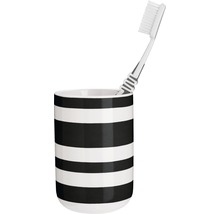 Zahnputzbecher mit horizontalen Streifen und Zahnbürste