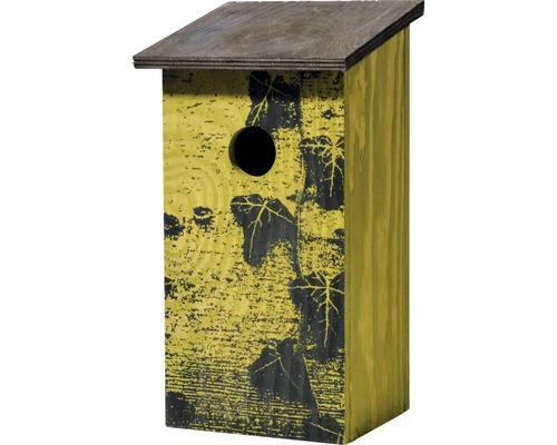 Nistkasten Rindenoptik Fagus sylvatica 15,5 x 14,5 x 30 cm Vogelhaus mit Einflugloch und Blätterdesign