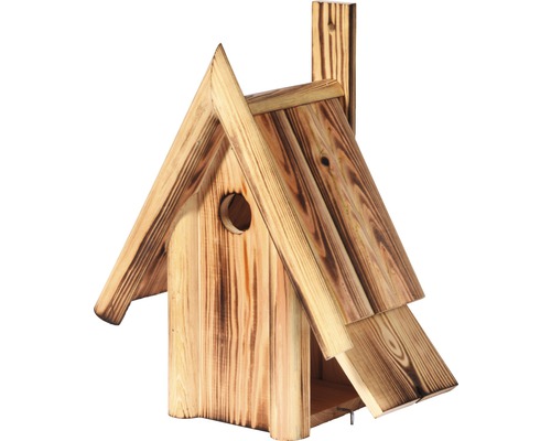 Vogelhaus aus Holz mit Einflugloch und Dach