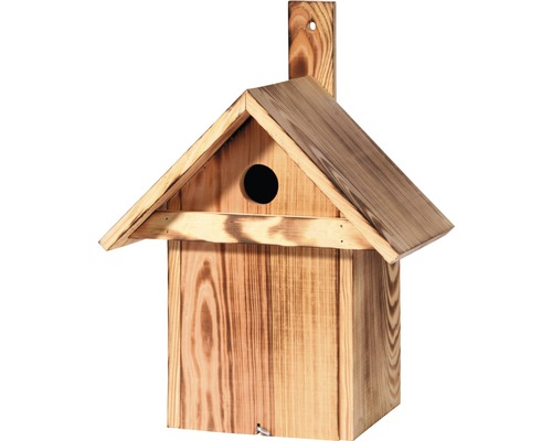 Nistkasten mit Anflugleiste geflammt 23,5 x 17,5 x 33 cm Vogelhaus aus Holz