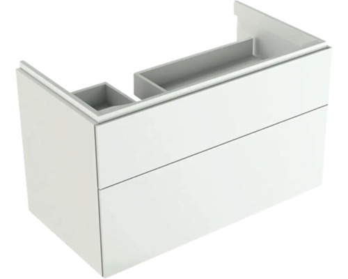 GEBERIT Waschtischunterschrank Xeno² weiß hochglanz 2 Auszüge mit Softeinzug für 90 cm rechts 500515011
