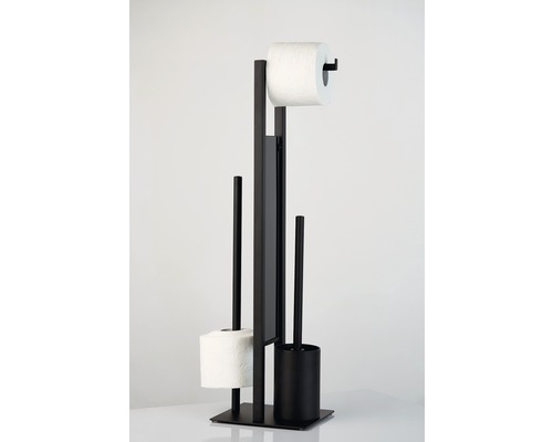 Toilettenpapierhalter mit Bürste und Toilettenpapier