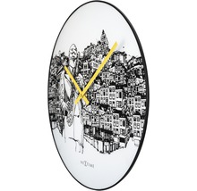 Nextime Wanduhr mit Saxophonspieler und Stadtmotiv