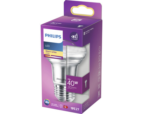 Philips LED Leuchtmittel mit E27 Sockel und warmweißem Licht in Verpackung
