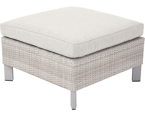 Quadratischer Outdoor-Hocker mit Polster und geflochtenem Gestell