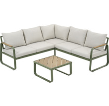 Gartenmöbelset GARDEN PLACE Skyla 5-Sitzer 2 tlg. grün weiß aus robustem Aluminium und Kunststoff, inkl. Auflagen
