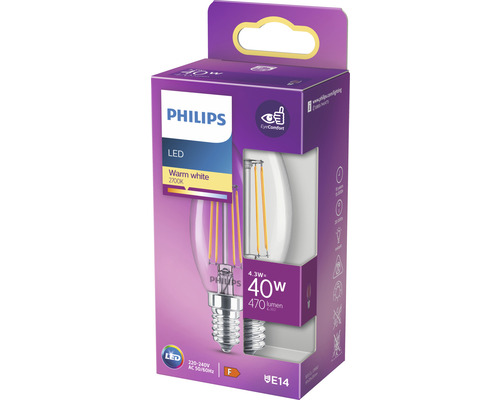 Philips LED Lampe, warmweiß, 4,3 Watt, E14 Fassung