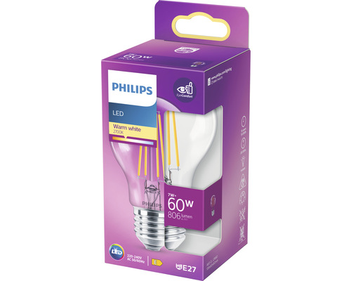Philips LED Lampe mit E27 Fassung in Produktverpackung
