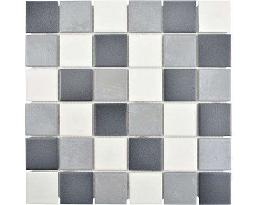 Keramikmosaik CD 216 Quadrat 30,6x30,6 cm mix grau Mosaikfliese mit quadratischen Steinen