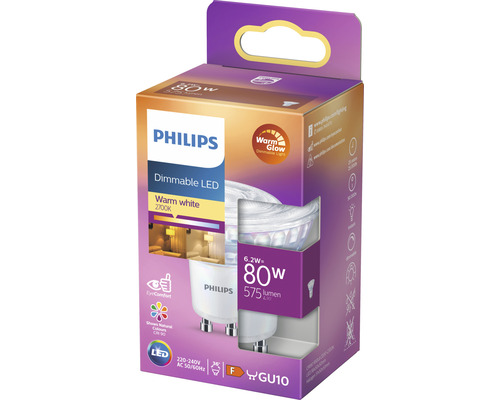 Philips LED Leuchtmittel dimmbar, warmweiß, 80 Watt, GU10