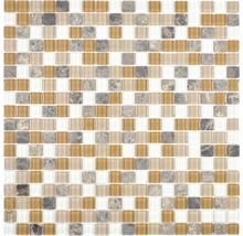 Mosaikfliese mit Glas- und Natursteinelementen