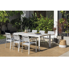 Gartenmöbelset GARDEN PLACE Lynn 6 -Sitzer 7 tlg. weiß aus Aluminium, WPC, witterbeständiges Textil und Holz, stapelbar
