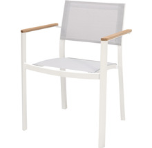 Gartenmöbelset GARDEN PLACE Lynn 6 -Sitzer 7 tlg. weiß aus Aluminium, WPC, witterbeständiges Textil und Holz, stapelbar