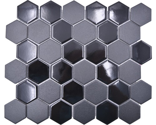 Keramikmosaik HX 09059 Hexagon 32,5x28,1 cm mix schwarz R10B Mosaikfliese mit sechseckigem Muster
