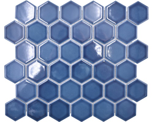 Keramikmosaik HX530 Hexagon Uni baugrün glänzend-0