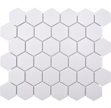 Keramikmosaik HX AT51 Hexagon 32,5x28,1 cm Uni weiß R10B