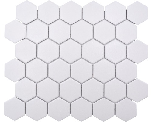 Keramikmosaik HX AT51 Hexagon 32,5x28,1 cm Uni weiß R10B Mosaikfliese mit sechseckiger Form