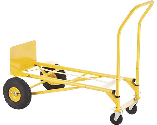 Gelber Transportwagen mit zwei Rädern und zwei Lenkrollen