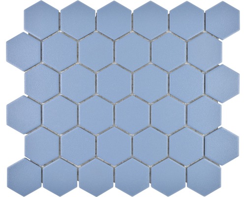 Keramikmosaik HX AT53 Hexagon 32,5x28,1 cm Uni blaugrün R10B