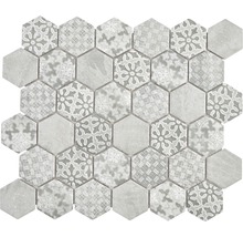 Keramikmosaik HX Curio G Hexagon curio 32,5x28,1 cm grau-thumb-0