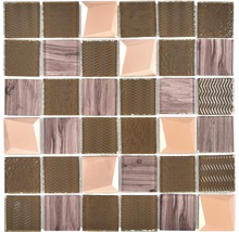Mosaikfliese mit Glas-, Holz- und Strukturoptik