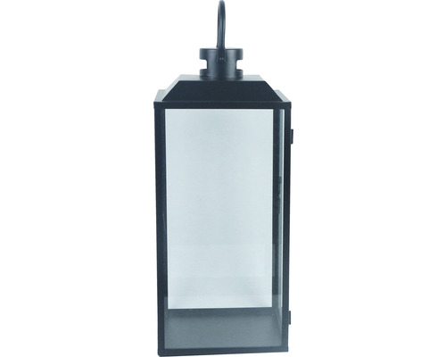 Dekorative Windlichtlaterne mit Glaseinsätzen und Tragegriff.