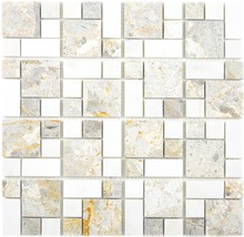 Natursteinmosaik XNM MC719 30,5x30,5 cm Grau/Weiß