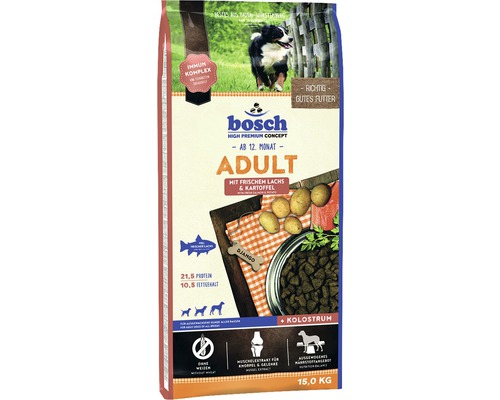 Hundefutter trocken bosch Adult Lachs & Kartoffel 15 kg Bosch Adult Hundetrockenfutter mit Lachs und Kartoffel, 15 Kilogramm