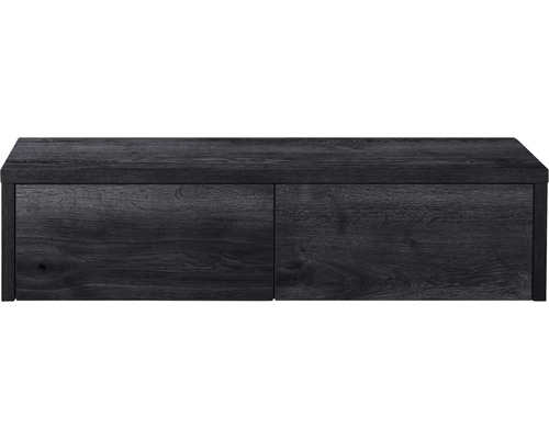 Waschtischunterschrank Sanox Bloxx Frontfarbe black oak BxHxT 140 x 35 x 45 cm Dunkler Holzunterschrank mit zwei Türen