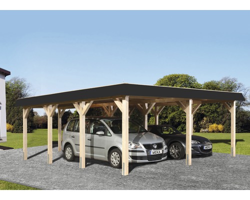 Doppelcarport weka Flachdach 615 Gr.1 622x639 cm natur