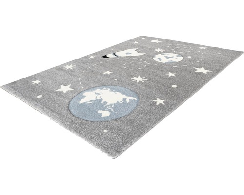 Grauer Teppich mit Weltraum Motiven