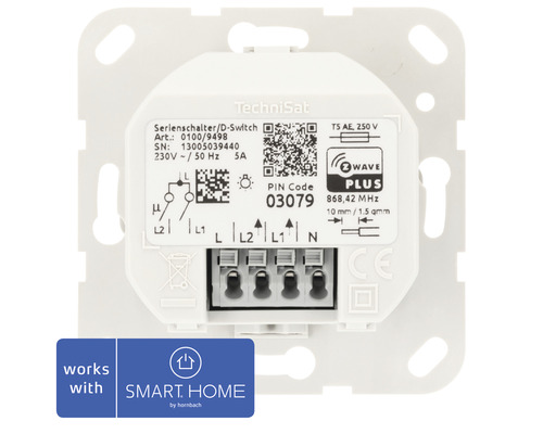 TechniSat Serienschalter-Einsatz mit Repeater Funktion geeignet für Gira System 55 - Kompatibel mit SMART HOME by hornbach