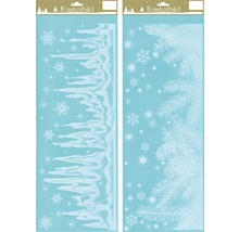 Fensterbilder mit Eiszapfen, Schneeflocken und Tannenzweigen