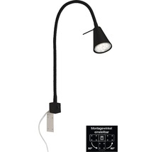 LED Bettleuchte 4W 400 lm 3000 K warmweiß mit Flexarm HxA 403x217 mm schwarz 1-flammig-thumb-2 LED Bettleuchte 4W 400 lm 3000 K warmweiß mit Flexarm HxA 403x217 mm schwarz 1-flammig-thumb-2
