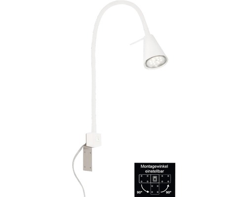 Weiße LED Leuchte mit flexiblem Arm und einstellbarem Montagewinkel