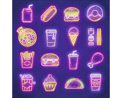 Glasbild Neon food 30x30 cm