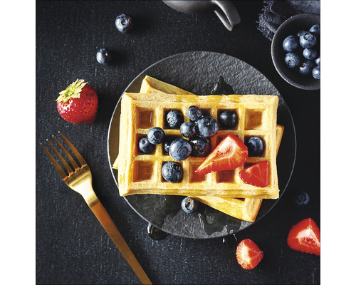 Glasbild Blueberry Waffles 50x50 cm