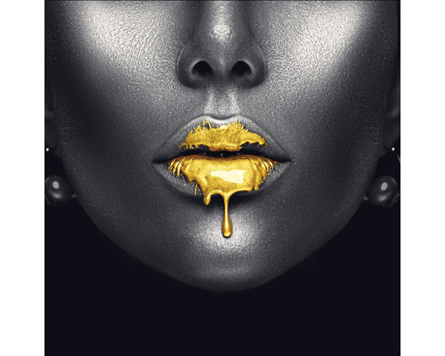 Glasbild Golden Lips II 20x20 cm
