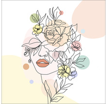 Glasbild Line art flowers II 20x20 cm