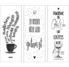 Glasbild Kitchen Sayings I 3er-Set 3x 30x80 cm