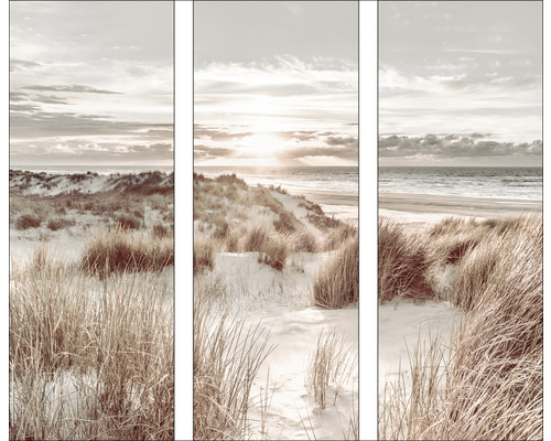 Glasbild Beach At Sunrise I 3er-Set 3x 30x80 cm