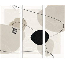 Dreiteiliges abstraktes Wandbild mit Formen und Linien