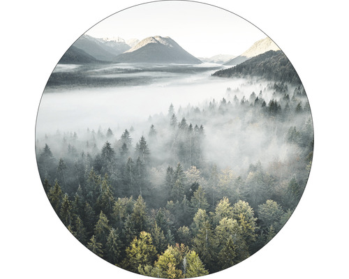 Glasbild rund Misty valley IV Ø 50 cm