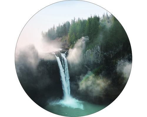 Glasbild rund Misty waterfall I Ø 50 cm