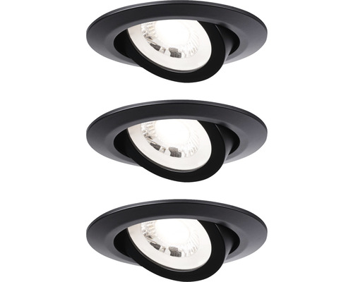 LED Einbauleuchten-Set 3x4,8W 3x450 lm 3000 K schwenkbar schwarz/matt Ø 8,2/7,5 cm 230V