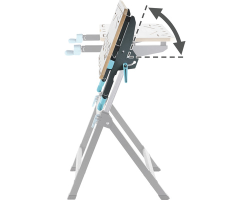 Verstellbare Werkbank mit schwenkbarer Arbeitsplatte zur individuellen Anpassung des Arbeitswinkels